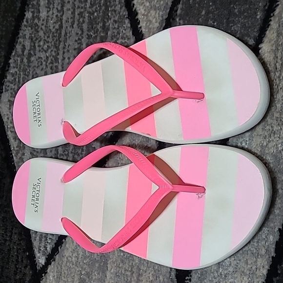 VICTORIA SECRET LOGO SIGNATURE STRIPES FLIP FLOPS SANDALS - Picture 6 of 11